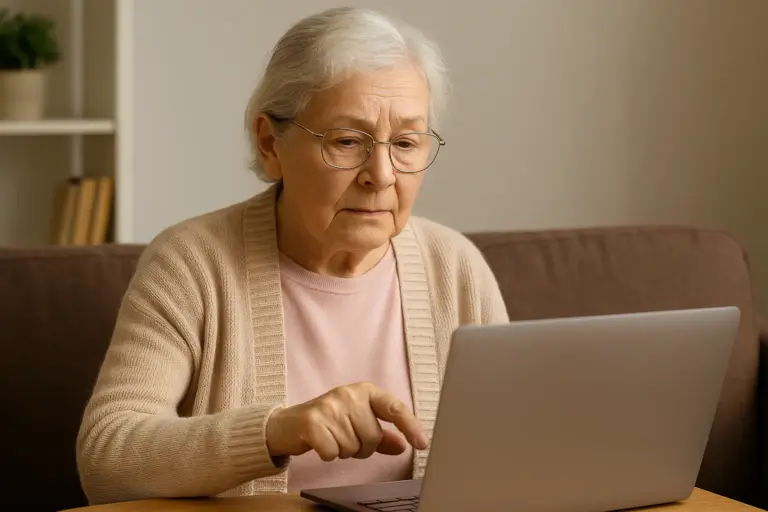 Sledování videa na notebooku v klidném domácím prostředí