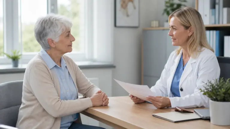 Žena při preventivní konzultaci s gynekoložkou