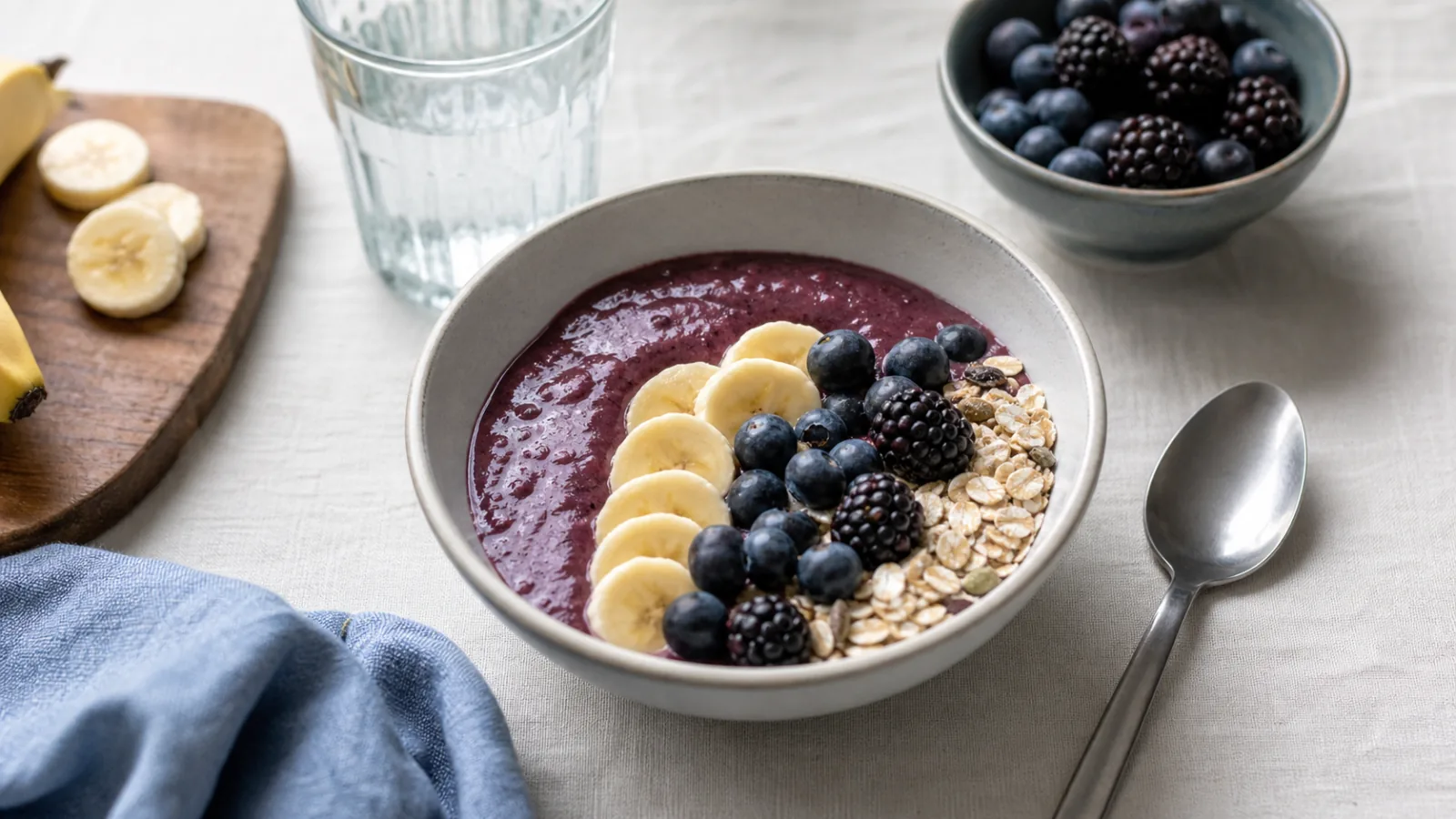 Miska plodů açaí jako součást pestré snídaně