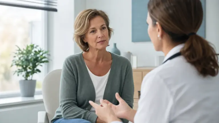 Konzultace menopauzálních obtíží s lékařkou