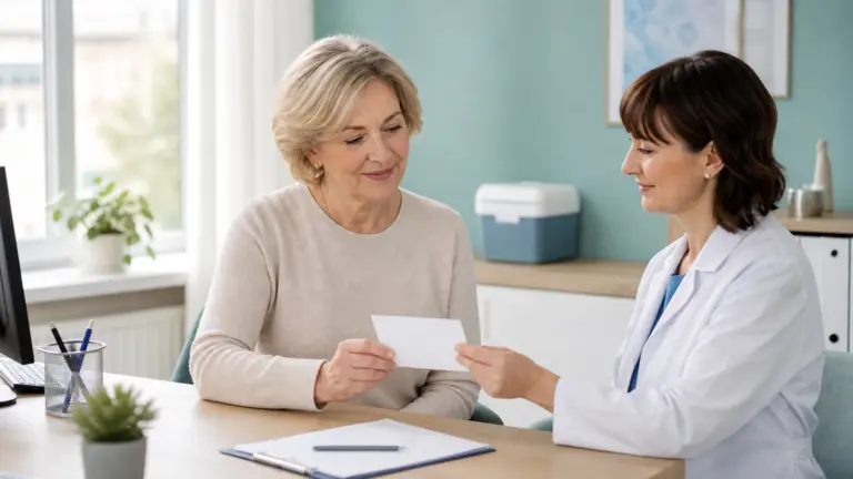 Žena při preventivní gynekologické konzultaci s lékařkou